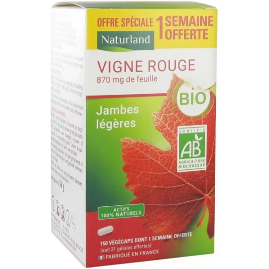 Naturland Vigne Rouge Bio 150 Végécaps dont 21 Végécaps offertes
