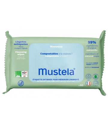 Mustela Lingettes Nettoyantes Parfumées Compostables x 60