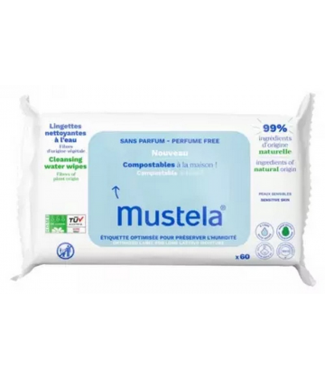 Mustela Lingettes Nettoyantes à l'Eau Bio x 60