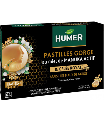 Humer Pastilles Gorge Au Miel de Manuka Actif IAA 15+ x 16