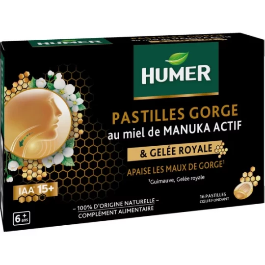 Humer Pastilles Gorge Au Miel de Manuka Actif IAA 15+ x 16