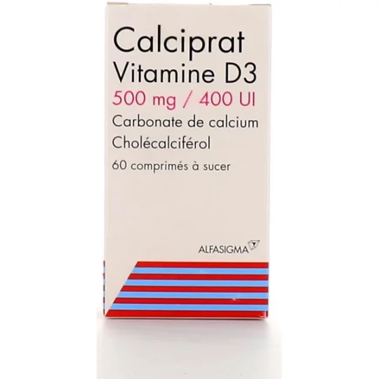 Calciprat Vitamine D3 500 mg/400 UI Comprimés à Sucer x 60