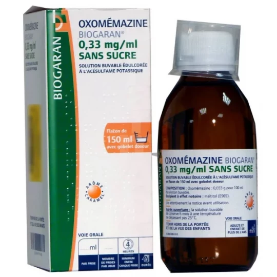 Oxomémazine Biogaran 0,33 mg/ml Sirop Sans Sucre 150 ml
