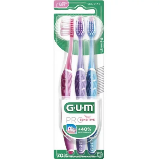 GUM Brosses à Dents Pro Sensitive Ultra Soft x 3