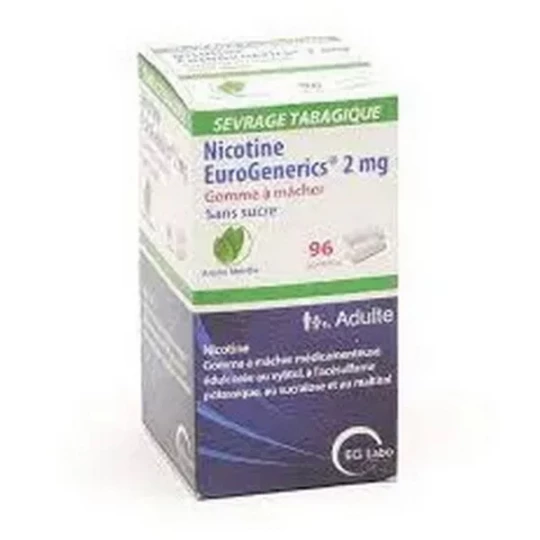 Nicotine EG Menthe 2 mg Sans Sucre Gommes x 96