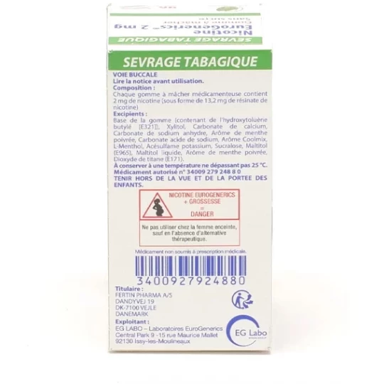 Nicotine EG Menthe 2 mg Sans Sucre Gommes x 96 - image 2