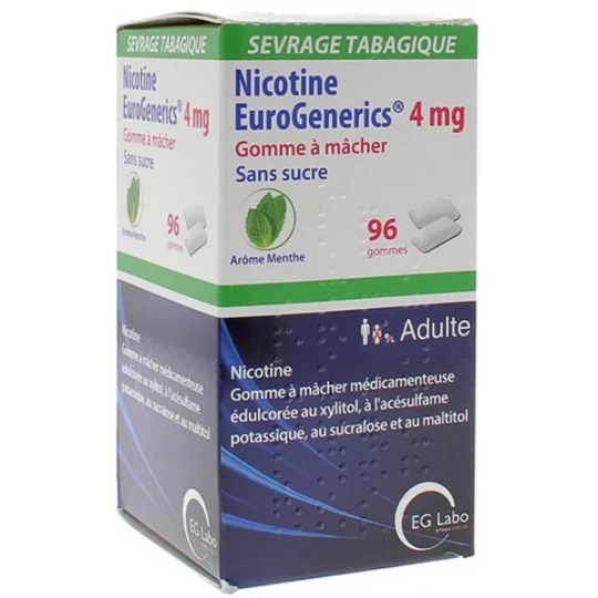 Nicotine EG Menthe 4 mg Sans Sucre Gomme x96