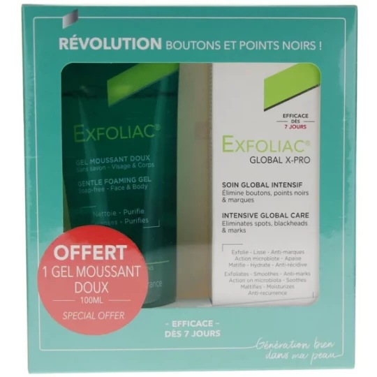 Noreva Exfoliac Global X-Pro Soin Global Intensif 30 ml + Gel Moussant Doux 100 ml offert