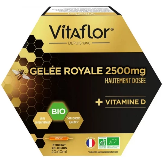 Vitaflore Gelée Royale 2500 mg + Vitamine D x 20