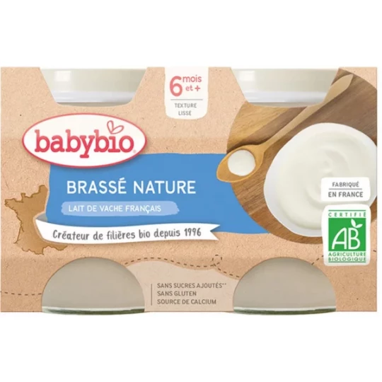 Babybio Brassé Nature 6 Mois et + Bio Pots 130 g x 2