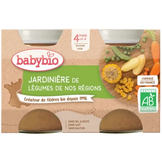 Babybio Jardinière de Légumes 4 Mois et + Bio Pots 130 g x 2
