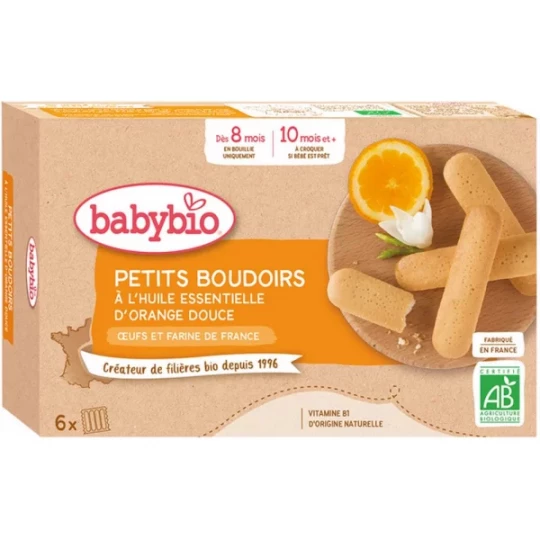 BabyBio Petits Boudoirs Huile Essentielle d'Orange Douce dès 8 Mois Bio Boudoirs x 24
