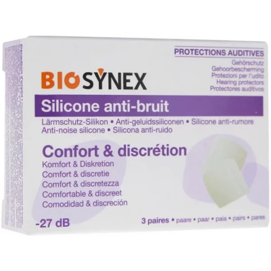 Biosynex Protection Auditive Silicone Transparent 3 Paires
