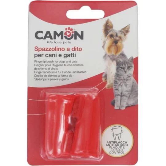 Camon Doigtier pour l'Hygiène Bucco-Dentaire de Chiens et Chats 2 Doigtiers