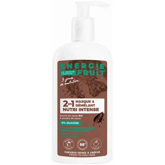 Energie Fruit 2en1 Masque Démêlant Nutri Intense Beurre de Cacao Bio et Poudre de Cacao 300 ml
