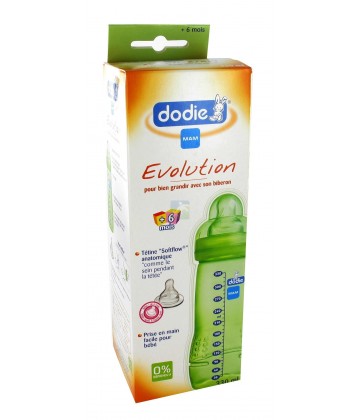 Dodie Biberon Evolution Vert, tétine bébé +6mois, vitesse "+" 330 ml (NSFP)
