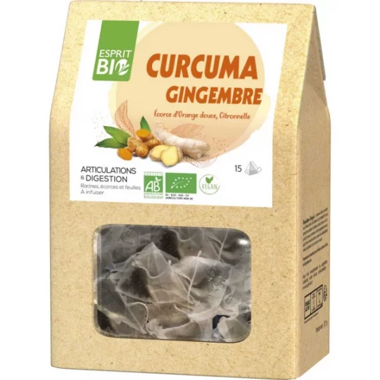 Esprit Bio Curcuma Gingembre à Infuser Bio Sachets x 16