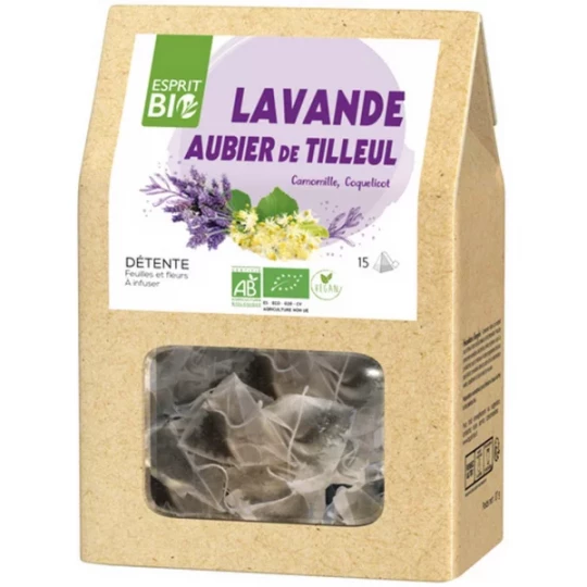 Esprit Bio Lavande Aubier de Tilleul à Infuser Sachets x 16