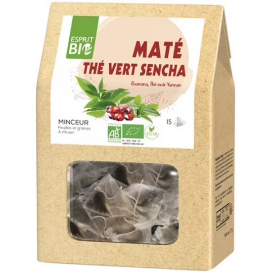 Esprit Bio Maté Thé Vert Sencha à Infuser Sachets x 16