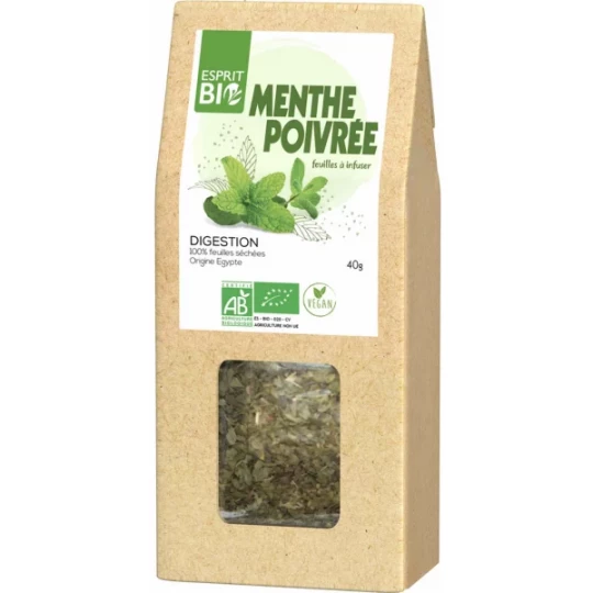 Esprit Bio Menthe Poivrée Feuilles à Infuser Digestion 40 g