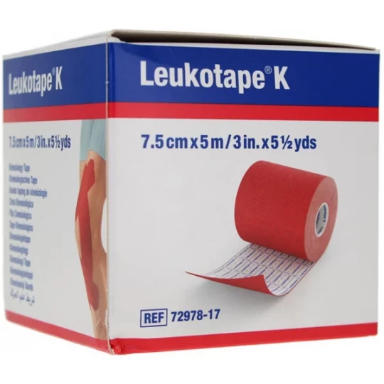Leukotape K Bande Adhésive Élastique 7.5 cm x 5 m - Couleur : Rouge