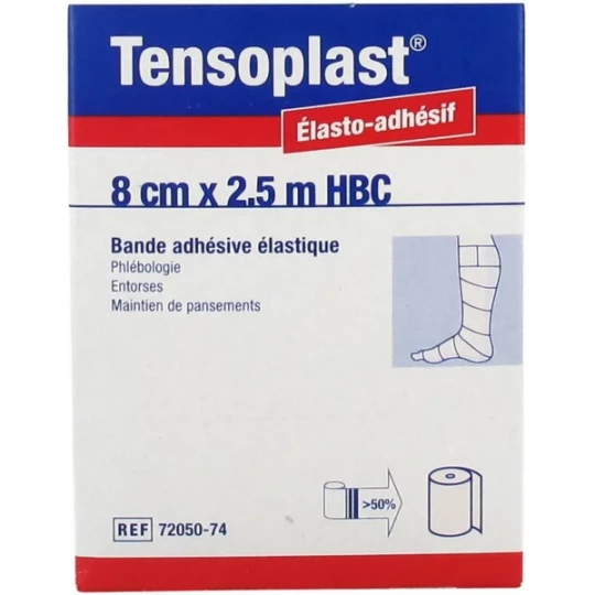 Tensoplast Bande Adhésive Elastique 8 cm x 2.5 m HBC Chair