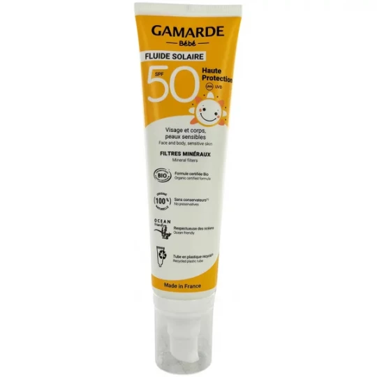 Gamarde Bébé Fluide Solaire SPF50 Haute Protection Bio 100 ml
