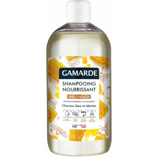 Gamarde Shampoing Nourrissant Miel d'Acacia Cheveux Secs et Abîmés Bio 500 ml