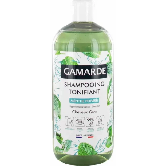 Gamarde Shampoing Tonifiant Menthe Poivrée Cheveux Gras Bio 500 ml