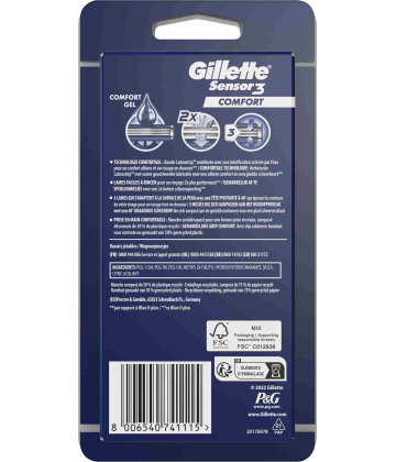Gillette Sensor 3 Comfort 3 Rasoirs Jetables