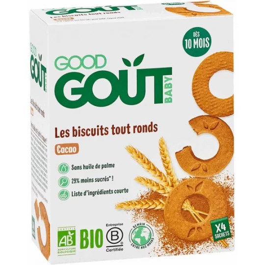 Good Goût Biscuits Tout Ronds Cacao Dès 10 Mois Bio Biscuits x 20