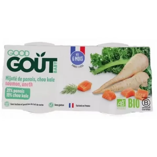 Good Goût Mijoté de Panais et Chou Kale au Saumon 6 Mois Bio Pots x 2