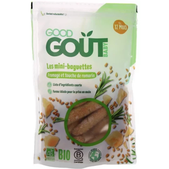 Good Goût Mini-Baguettes au Fromage et Touche de Romarin Dès 10 Mois Bio 70 g