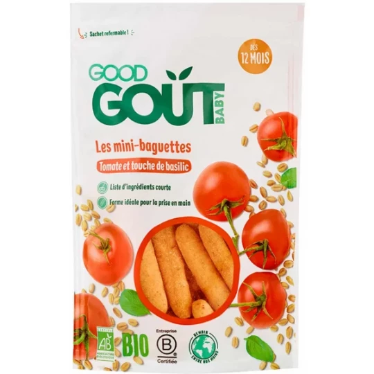 Good Goût Mini-Baguettes Tomate et Touche de Basilic Dès 12 Mois Bio 70 g