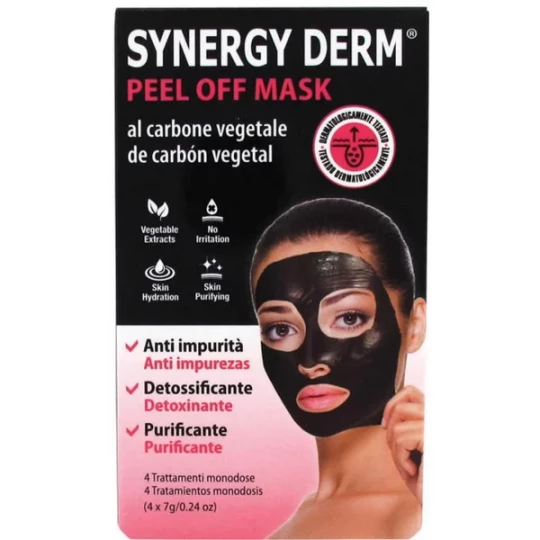 Incarose Synergy Derm Peel Off Mask au Charbon Végétal 4 x 7 g