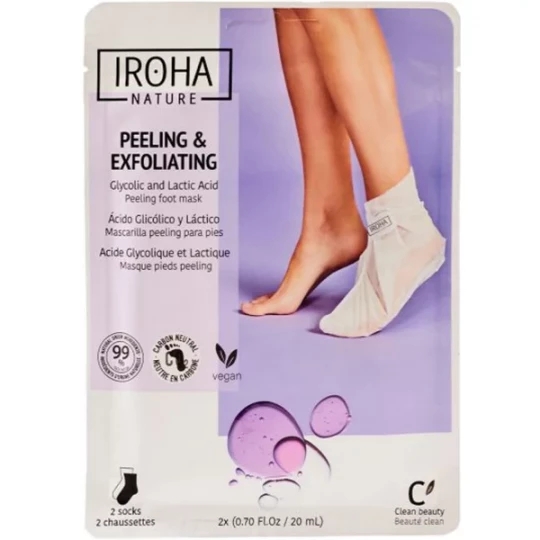 Iroha Nature Masque Pieds Peeling Acide Glycolique et Lactique 2 x 20 ml