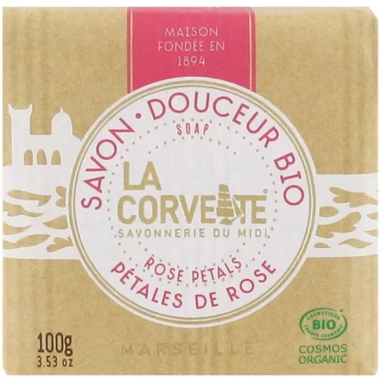 La Corvette Savon Douceur Bio Pétales de Rose 100 g