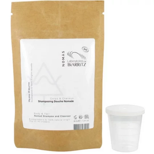 Laboratoires de Biarritz Nomas Shampoing Douche Nomade Corps et Cheveux Bio 35 g