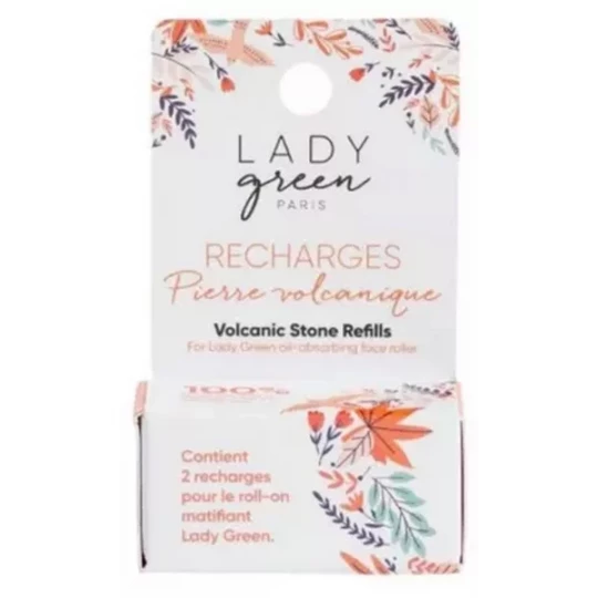Lady Green Recharges Roll'On Matifiant en Pierre Volcanique 2 Billes