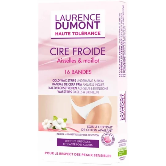 Laurence Dumont Institut Haute Tolérance Bandes de Cire Froide Aisselles et Maillot Bandes x 16