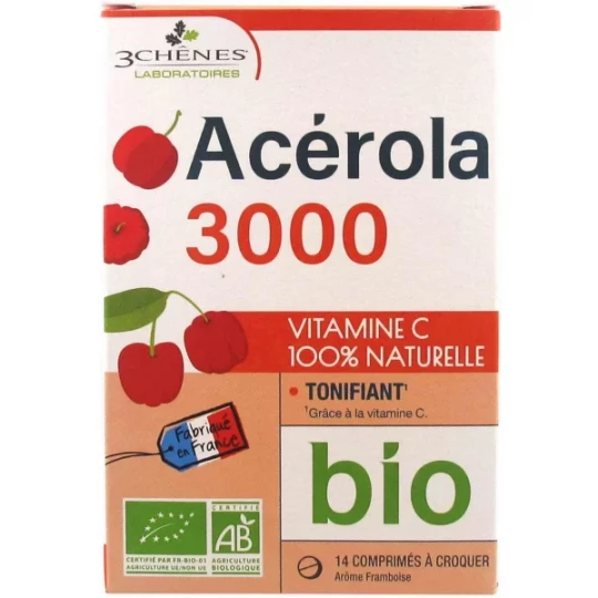 Les 3 Chênes Acérola 3000 Bio Comprimés à Croquer x 14