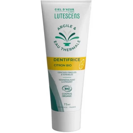 Lutescens Argile et Eau Thermale Dentifrice Citron Bio 75 ml