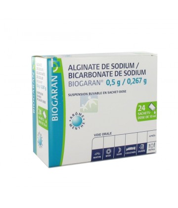 Alginate de Sodium / Bicarbonate de Sodium Biogaran Sachets x 24