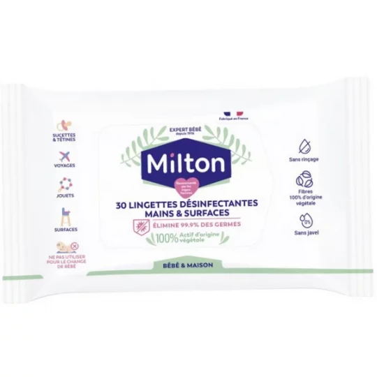 Milton Lingettes Désinfectantes de Surface Lingettes x 30