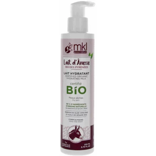 MKL Green Nature Lait d'Ânesse Bio du Gers Lait Hydratant Corps et Mains 200 ml