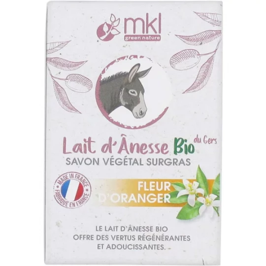 MKL Green Nature Lait d'Ânesse Bio du Gers Savon Végétal Surgras Fleur d'Oranger 100 g
