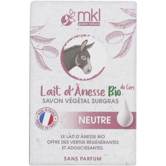 MKL Green Nature Lait d'Ânesse Bio du Gers Savon Végétal Surgras Neutre 100 g