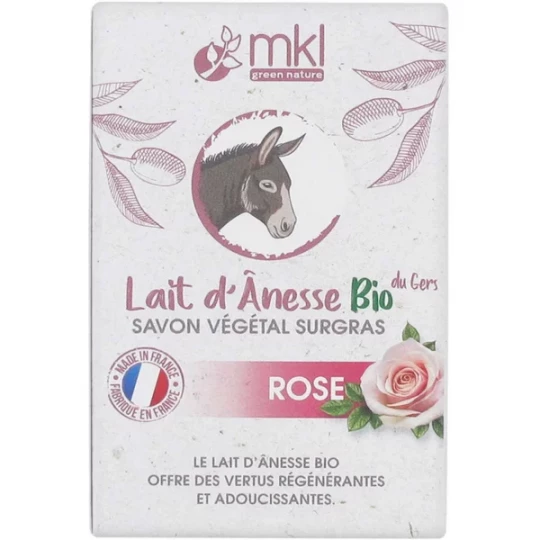 MKL Green Nature Lait d'Ânesse Bio du Gers Savon Végétal Surgras Rose 100 g