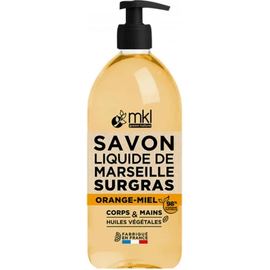 MKL Green Nature Savon Liquide de Marseille Surgras Orange et Miel 1 L