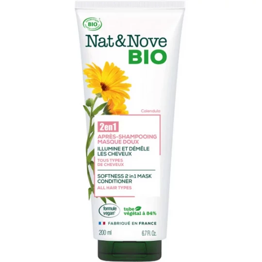 NatetNove Bio 2 en 1 Après-Shampoing Masque Doux Calendula 200 ml